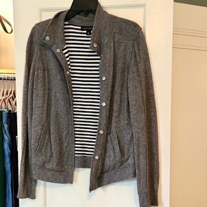 Banana Republic Gray Knit Jacket with Striped Lining